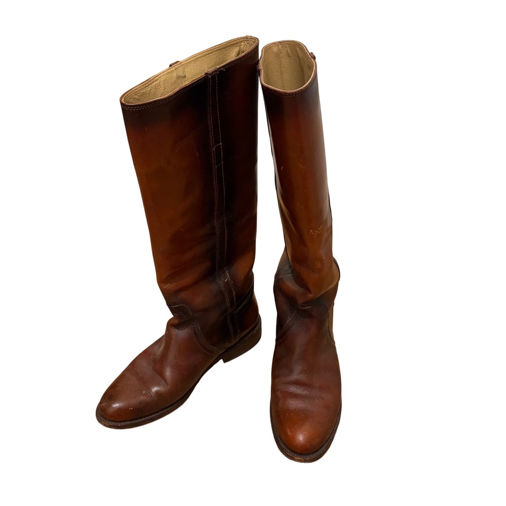 Frye Campus Tall Leather Riding Boots Cognac Brown 3476331 Womens Size 8 B
